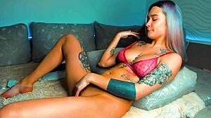Fully Tattooed Barbie Chick Stuns with Cosplay and Wild Fingering on Webcam Chat.