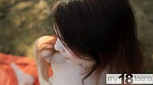 My18Teen Skinny Girl Fingers Her Tight Ass Outdoors To Orgasm