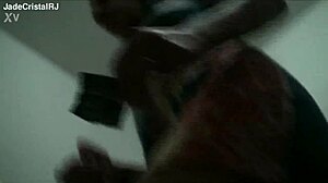 Brazilian slut teases with dildo in homemade flashing clip