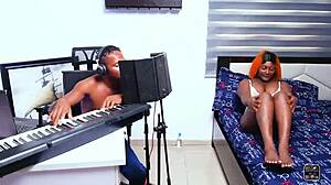 i got sexy ebony fucked bent over in music studio with tight pussy