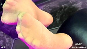 Beautiful Mistress Feet And Ass In Flesh-Colored Pantyhose Teasing You