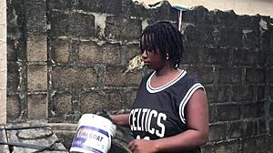 Boyfriend trolls her at the well, banging and creampying with raw power