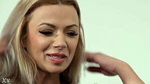 Shalina Devine, Lorenzo Viota, Ian Shaft GP2983 in raw deepthroat and anal finger action on bed