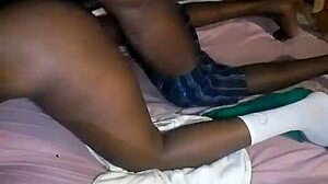 ebony amateur bends over for doggystyle shots