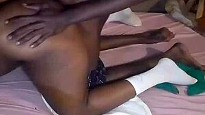 ebony amateur bends over for doggystyle shots