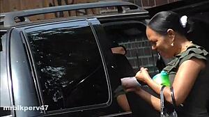 Voyeur spies on ebony mature's tits and anal in candid hidden footage