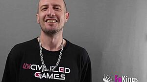 young woman vanesa merino eats an old cock in a porn casting