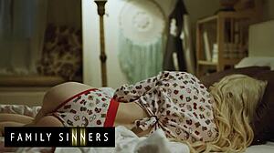 family sinners - hot blondie feels down after breakup and rides her stepbro to forget