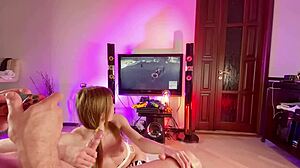 Pretty blonde babe stretches asshole with monster cock instead of playing game.
