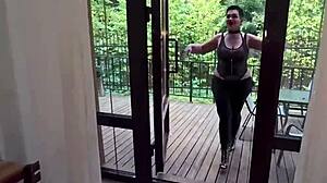 at the housewarming party, stepmom seduces her stepson with rough blowjob, pussy fuck, anal, and cum in mouth