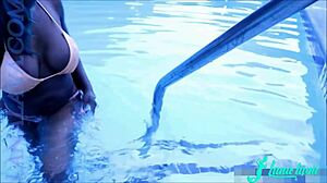 Lana Lava Flashes Poolside!