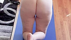 pussy yoga session with mature milf jerking off to perfection