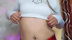 White transsexual in crossdressing jerks off a big cock