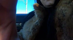 cheating wife shops fur-coat, sucks husband's friend outdoors