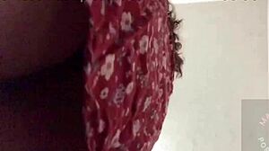 I give my neighbor a relaxing massage under her skirt