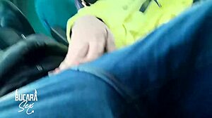 Horny Latina Girlfriend Sucks Him Off on Bogota Bus