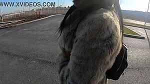 cheating wife shops fur-coat, sucks husband's friend outdoors