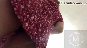 I give my neighbor a relaxing massage under her skirt