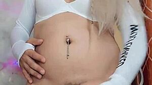 White transsexual in crossdressing jerks off a big cock