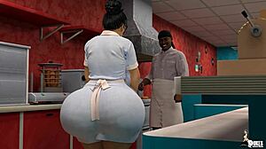 Mature Waitress Sucks Boss!