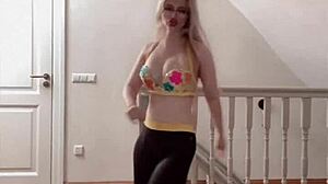 Belly dancer goddess performs with glasses and huge body in music video