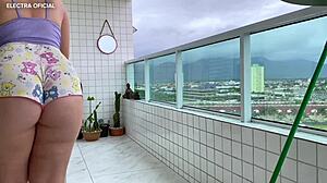 Watch Latina Neighbor Clean in Shorts - What a Delight to Observe!