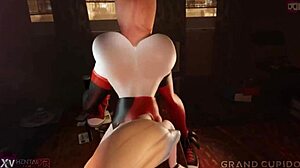 harley plays with giant dildo in 3d