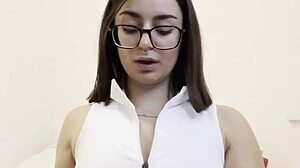 Pretty spanish student with glasses and small tits teases in homemade fetish video