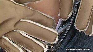 naked girl masturbates with toys in the snow, achieving orgasm in this retro remaster