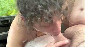 Skinny Young 18+ Hooker Fucked Behind Truck, Kneels for Load in Mouth.