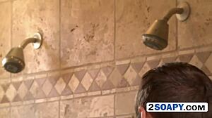 Round ebony chick enjoys sensual fuck in bathroom