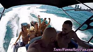 teens partying on yacht