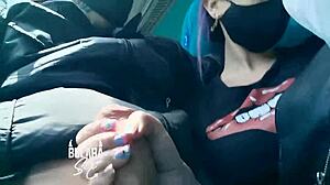 Horny Latina Girlfriend Sucks Him Off on Bogota Bus