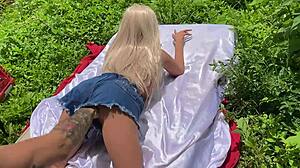 Blonde sex toy gets her ass pounded with toys and hands