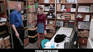 Skinny Blonde Teen Shoplifter Emma Hix Fucked by Guard Wrex Oliver After Store Search