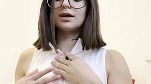 Pretty spanish student with glasses and small tits teases in homemade fetish video