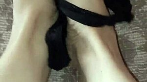 Gretala rubs her thong on bare feet, teasing with ebony ass and sexy amateurs