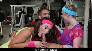 Stepmom and stepdaughter enjoy the best gym membership