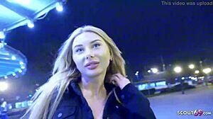 German scout picks up teen Marilyn for first anal sex after party night