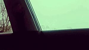 Skinny Amateur with Small Waist Dances Cock Outside in Public Vehicle with Lover