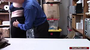 Teen shoplifter with big tits gets fucked hard by LP officer in shop!