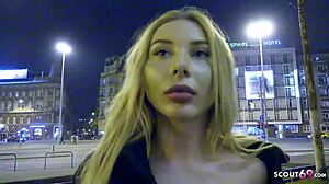 German scout picks up teen Marilyn for first anal sex after party night