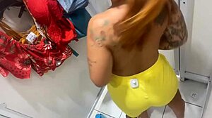 Masturbating Hairy Pussy in Store Fitting Room