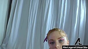 redhead penny pax gives sloppy bj to alex legend on her tits