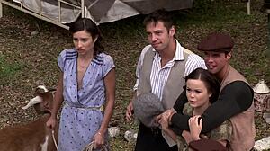 Amber Rayne Hannah West And Kaci Star In Outdoor Gangbang