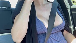 italian big tits milf artemisia love flashes juicy boobs in hot car ride