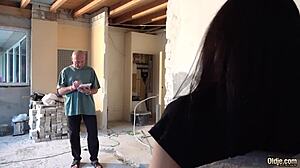 Lulu Gun Gets Her Tight Pussy Worked by Old Man on Construction Site