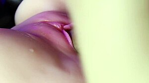 Creampie drips from pink wet pussy in hot close-up. Latina oiled up for intense action!