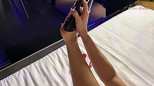 Hey, this blonde slut got banged hard after her lap dance club show today!