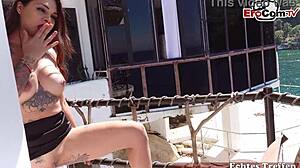 öffentlicher squirt - deutscher agent trifft latina milf für masturbation